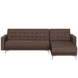 Modular Corner Sofa Bed ABERDEEN Fabric Dark Brown 4 Seater Left Hand