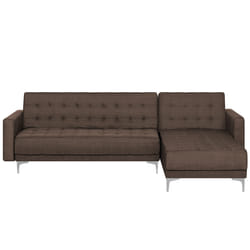 Modular Corner Sofa Bed ABERDEEN Fabric Dark Brown 4 Seater Left Hand