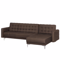 Modular Corner Sofa Bed ABERDEEN Fabric Dark Brown 4 Seater Left Hand