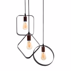 3 Light Metal Pendant Lamp Black VOMANO