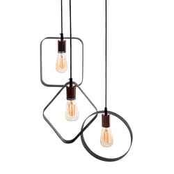 3 Light Metal Pendant Lamp Black VOMANO