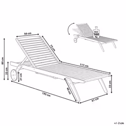 Sun Lounger CESANA Reclining Acacia Wood Light Brown