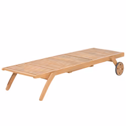 Sun Lounger CESANA Reclining Acacia Wood Light Brown