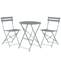 Bistro Set Folding FIORI Metal Grey