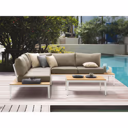 Garden Corner Sofa with Table 5 Seater POSITANO Grey