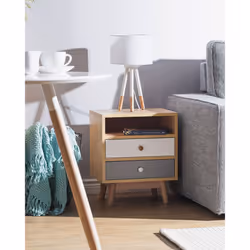 2 Drawer Bedside Table FARGO Light Brown