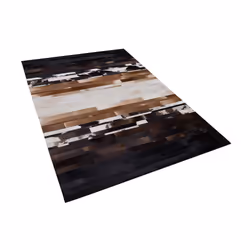 Area Rug 160 x 230 cm Leather Black Beige DALYAN