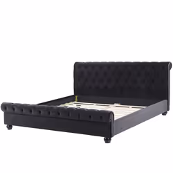 Bed Velvet AVALLON 180 x 200 cm (EU Super King) Black