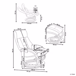 Massage Chair FORCE with Footstool Faux Leather Dark Brown