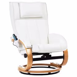 Massage Chair MAJESTIC with Footstool Faux Leather White
