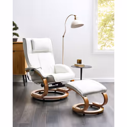 Massage Chair MAJESTIC with Footstool Faux Leather White