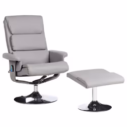 Recliner Chair LEGEND with Footstool Faux Leather Grey