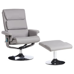 Recliner Chair LEGEND with Footstool Faux Leather Grey
