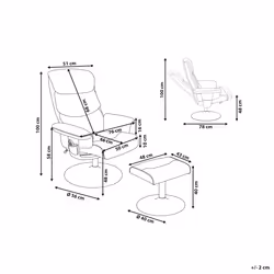 Recliner Chair LEGEND with Footstool Faux Leather Grey
