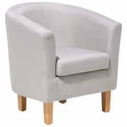 Armchair HOLDEN with Footstool Fabric Light Grey