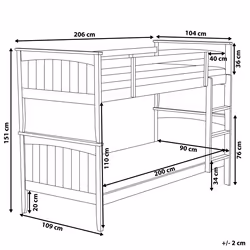 Bunk Bed Pine Wood ALBON 90 x 200 cm (EU Single) White