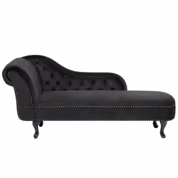 Left Hand Chaise Lounge NIMES Velvet Black