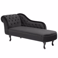 Left Hand Chaise Lounge NIMES Velvet Black