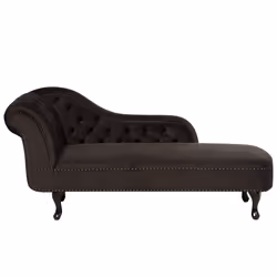 Left Hand Chaise Lounge NIMES Velvet Dark Brown