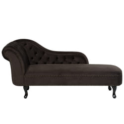 Left Hand Chaise Lounge NIMES Velvet Dark Brown