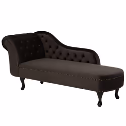 Left Hand Chaise Lounge NIMES Velvet Dark Brown
