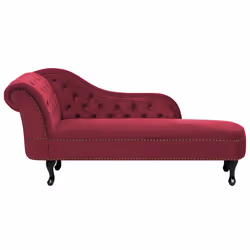 Left Hand Chaise Lounge NIMES Velvet Burgundy