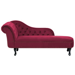 Left Hand Chaise Lounge NIMES Velvet Burgundy