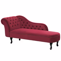 Left Hand Chaise Lounge NIMES Velvet Burgundy