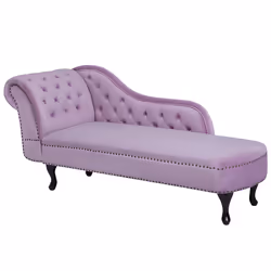 Left Hand Chaise Lounge NIMES Velvet Light Violet