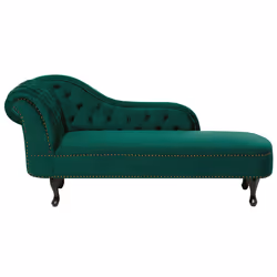 Left Hand Chaise Lounge NIMES Velvet Dark Green