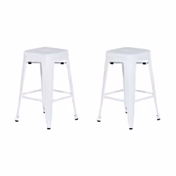 Set of 2 Bar Stools CABRILLO Metal White