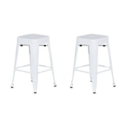 Set of 2 Bar Stools CABRILLO Metal White