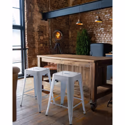Set of 2 Bar Stools CABRILLO Metal White