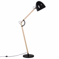 Floor Lamp HETTON Adjustable Oak Wood Black