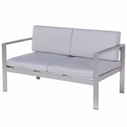 Garden Sofa 2 Seater SALERNO Metal Light Grey
