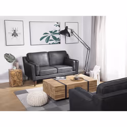 Sofa LOKKA Faux Leather Grey 2 Seater