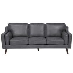 Sofa LOKKA Faux Leather Grey 3 Seater