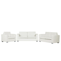 Living Room Set HELSINKI Leather White 6 Seater