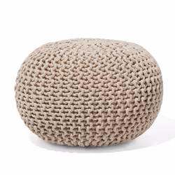 Pouffe CONRAD Cotton Light Beige 40 cm 40 cm 25 cm