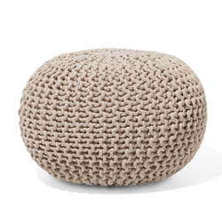 Pouffe CONRAD Cotton Light Beige 40 cm 40 cm 25 cm
