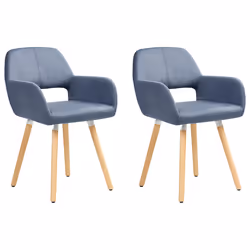Set of 2 Dining Chairs CHICAGO Fabric Navy Blue