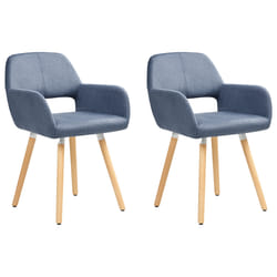 Set of 2 Dining Chairs CHICAGO Fabric Navy Blue