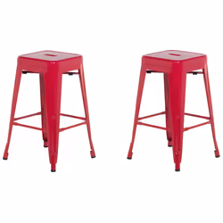 Set of 2 Bar Stools CABRILLO Metal Red