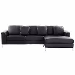 Corner Sofa OSLO Leather Black 4 Seater Left Hand
