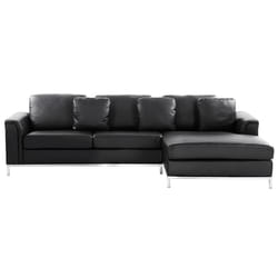 Corner Sofa OSLO Leather Black 4 Seater Left Hand
