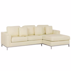 Corner Sofa OSLO Leather Cream 4 Seater Left Hand
