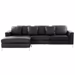 Corner Sofa OSLO Leather Black 4 Seater Right Hand