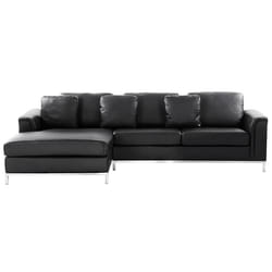 Corner Sofa OSLO Leather Black 4 Seater Right Hand
