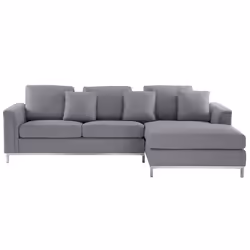 Corner Sofa OSLO Fabric Light Grey 4 Seater Left Hand