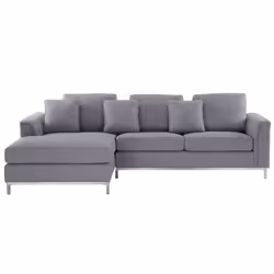 Corner Sofa OSLO Fabric Light Grey 4 Seater Right Hand